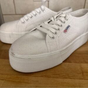 Superga Women's Classic White Platform Sneakers